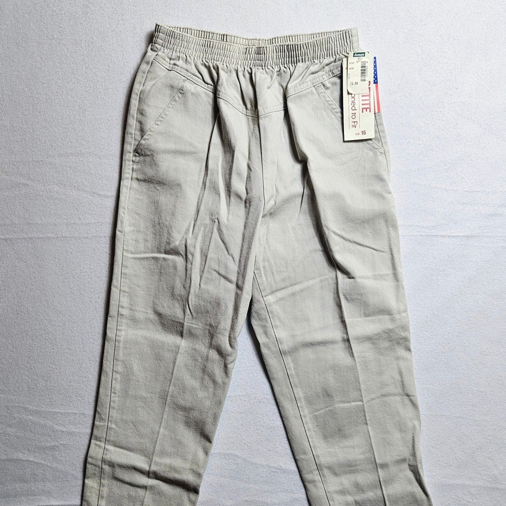 Vintage 90s Pizzazz High Waisted Khaki Mom Pants Tan Cotton Made in‎ USA NWT 16P